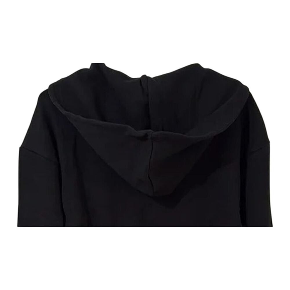 NWT WeWoreWhat Cropped Half Zip Fleece Cotton Hoodie Long Sleeve XS Black #4296 - Picture 7 of 15